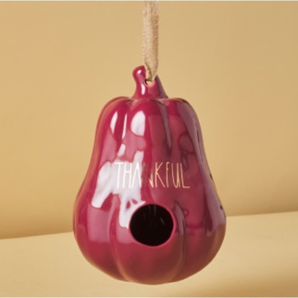 NEW - Rae Dunn - THANKFUL - Beautiful Ceramic Gourd Birdhouse Home Decor